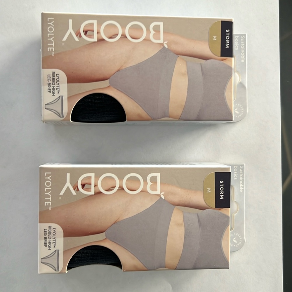 Boody Lyolyte Ribbed High Leg Brief.  Size M color Storm